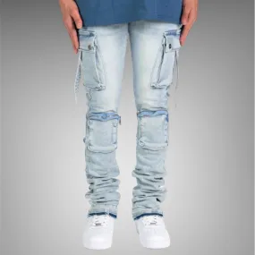 Pheelings Never Look Back Cargo Flare Stack Denim PH-SS23-85 Light Blue