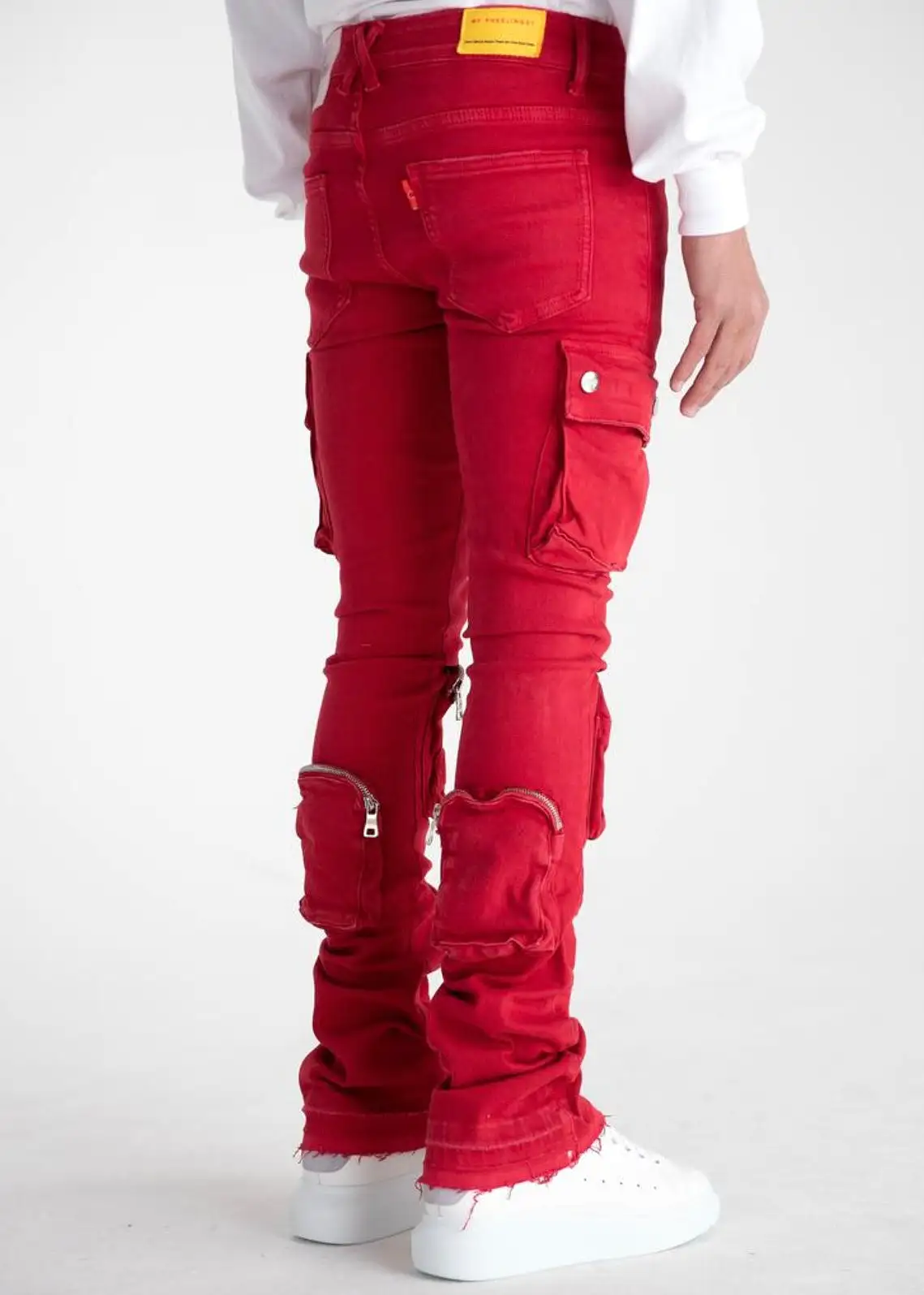 Pheelings “Never Look Back” Red Cargo Stacked Jeans