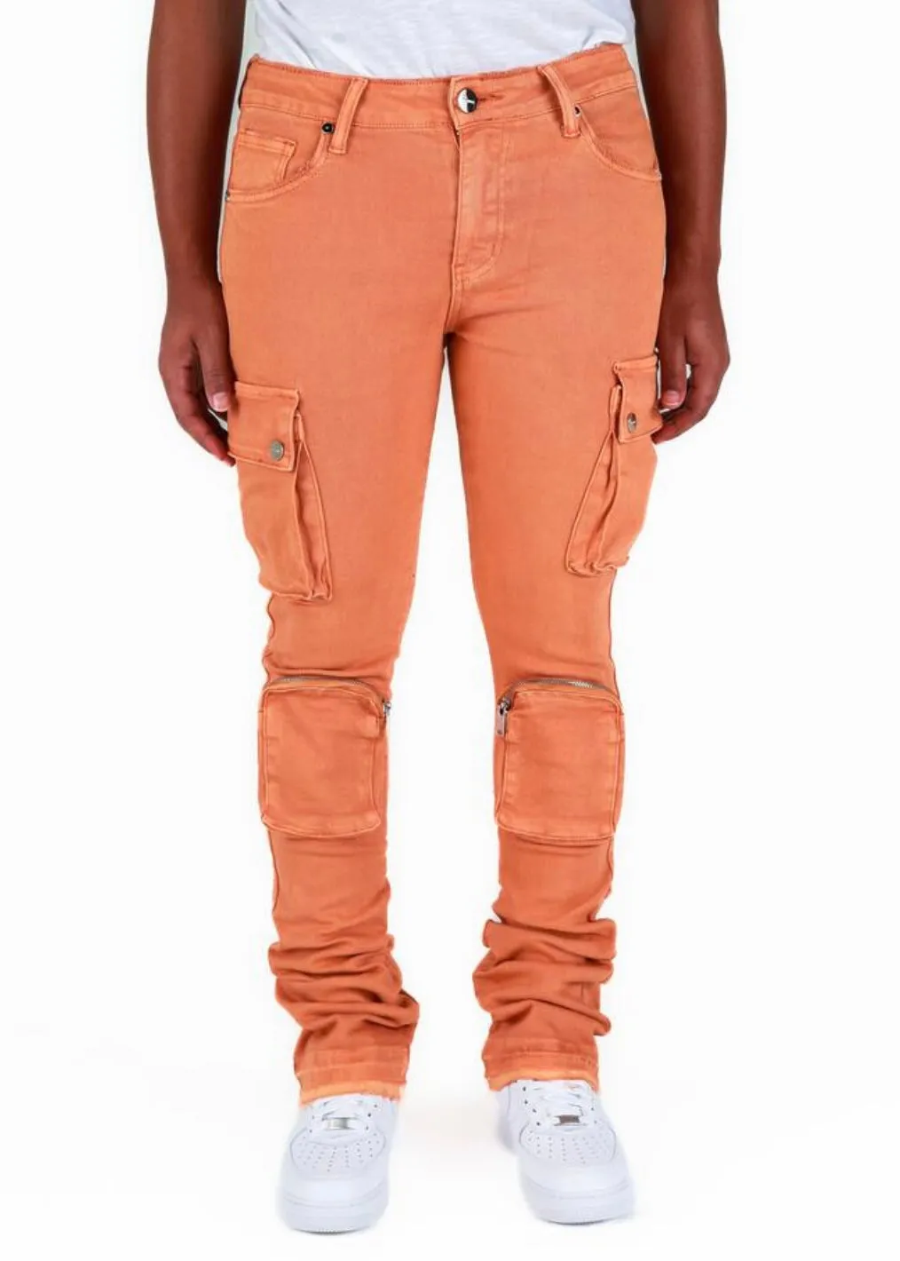 Pheelings “Never Look Back” Salmon Cargo Flare Jeans