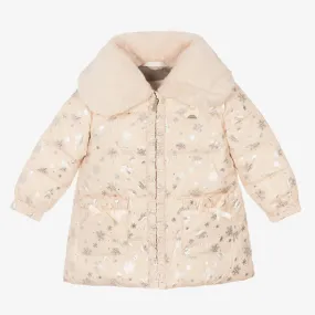 Pink Snowflake Puffer Coat