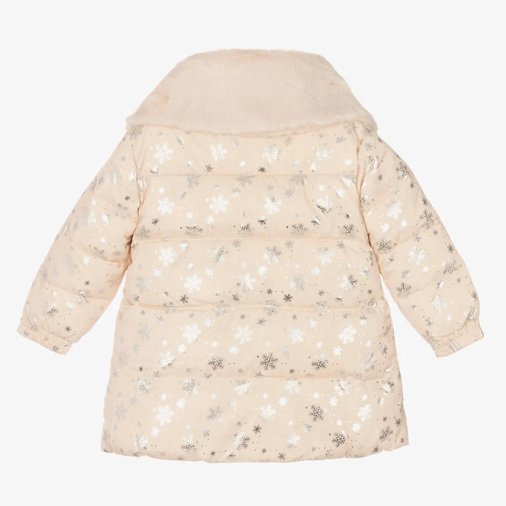 Pink Snowflake Puffer Coat