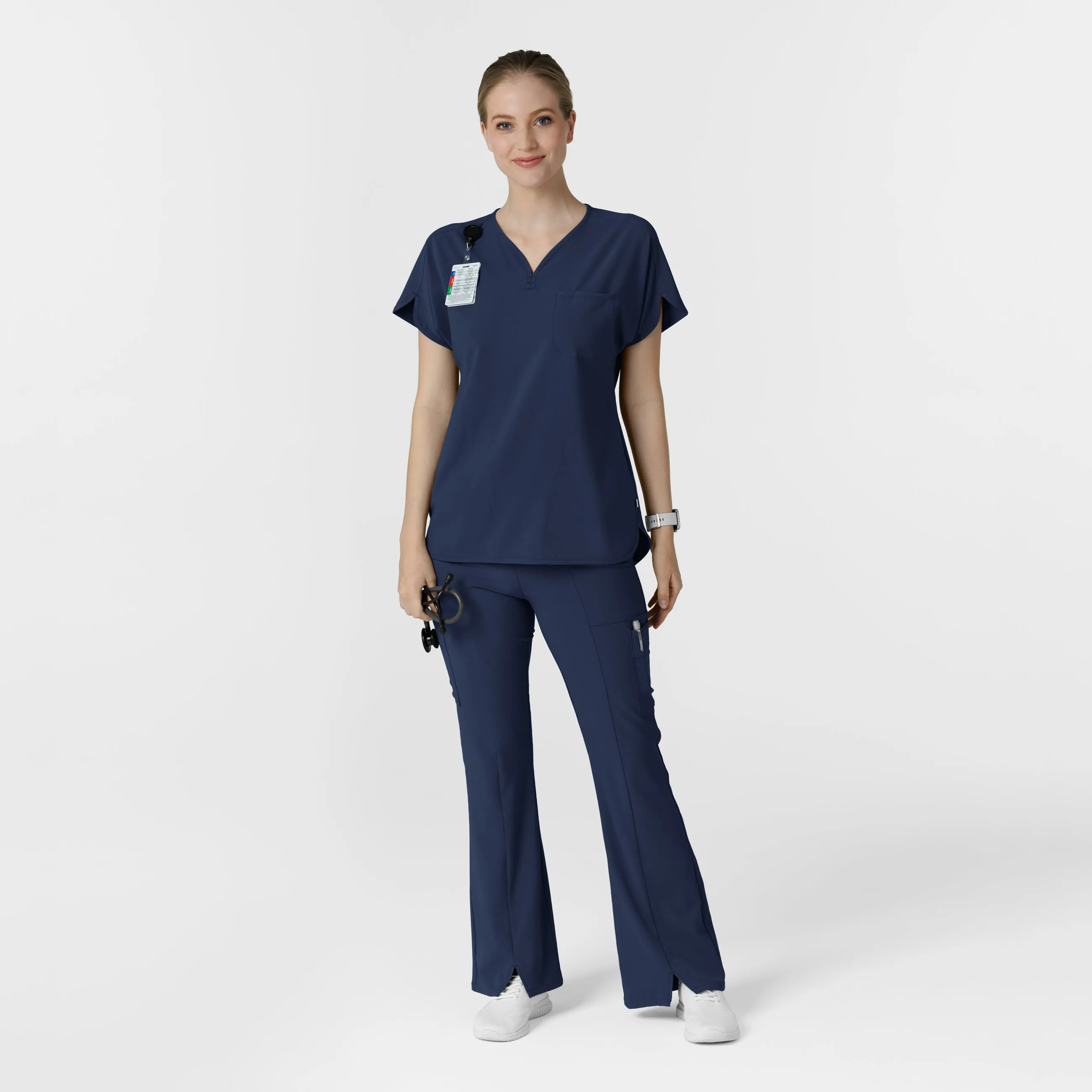 RENEW Women's Cargo Flare Scrub Pant - Navy