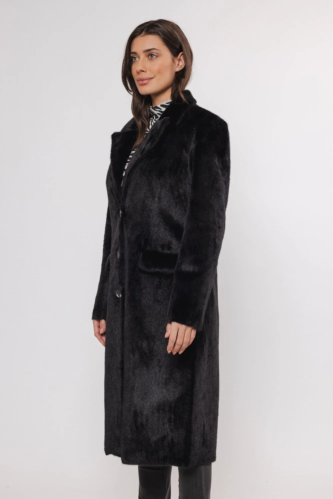 Rino & Pelle Saami Fake Fur Long Single Breasted Coat - Sand