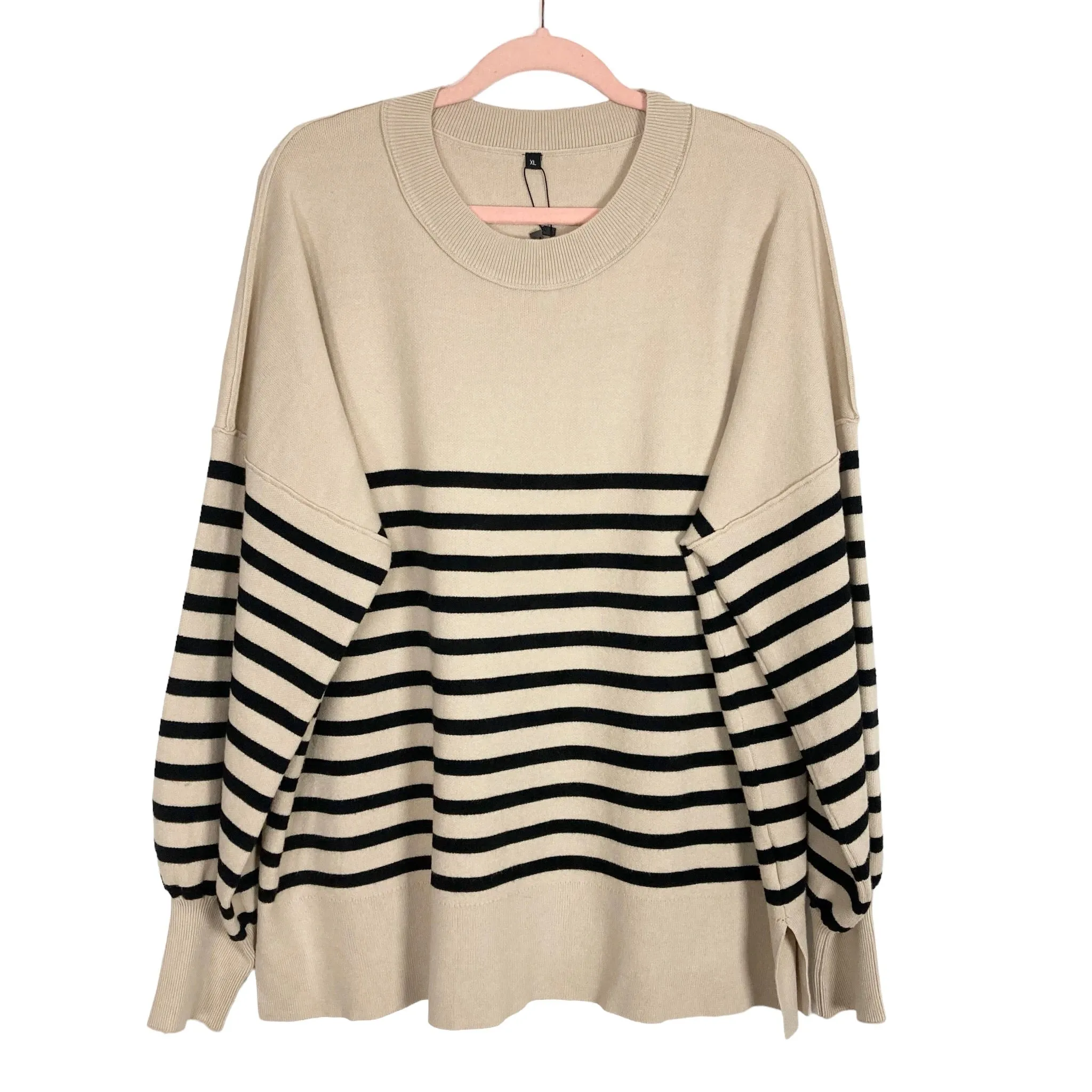 Saukole Cream Black Striped Sweater NWT- Size XL