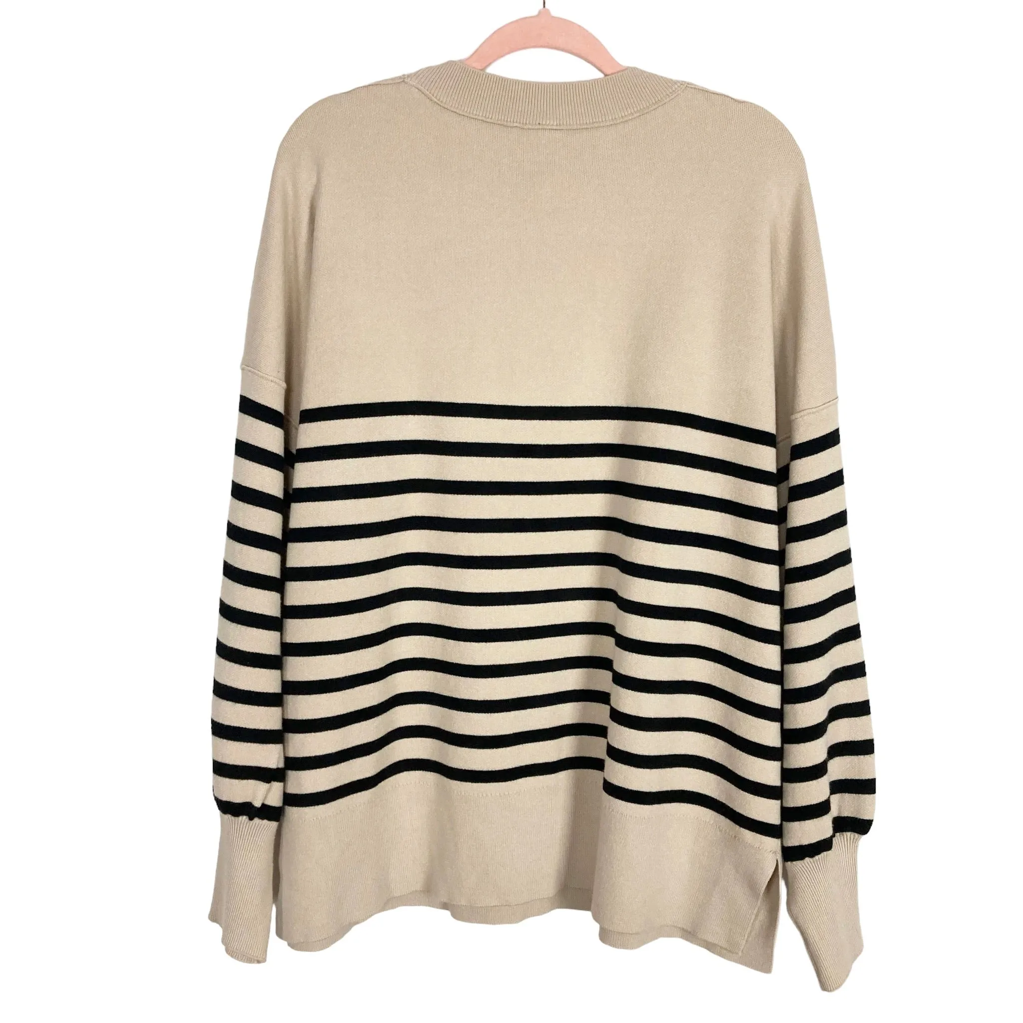 Saukole Cream Black Striped Sweater NWT- Size XL