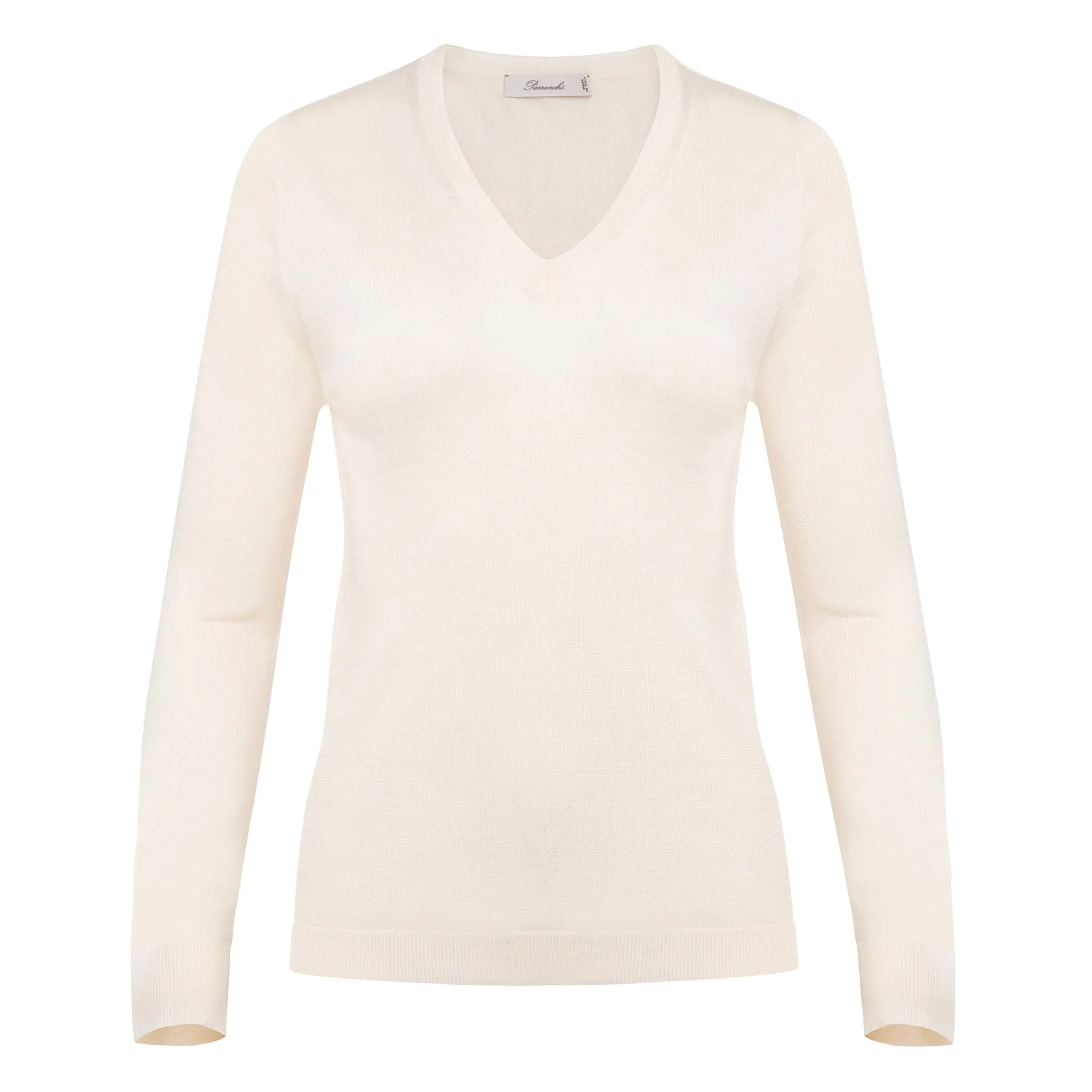 Silk V-Neck Sweater - Cream