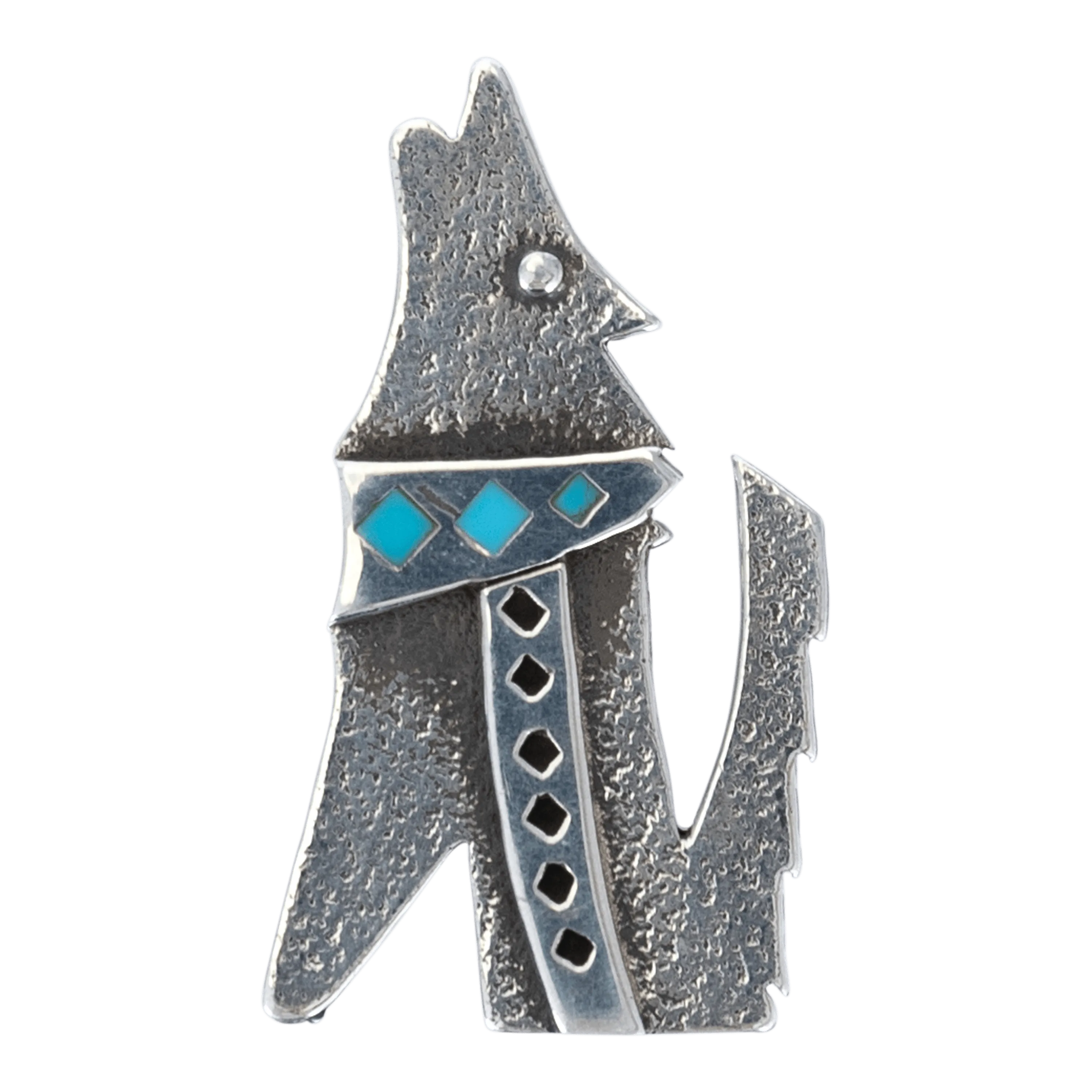 Silver Howling Wolf Pin