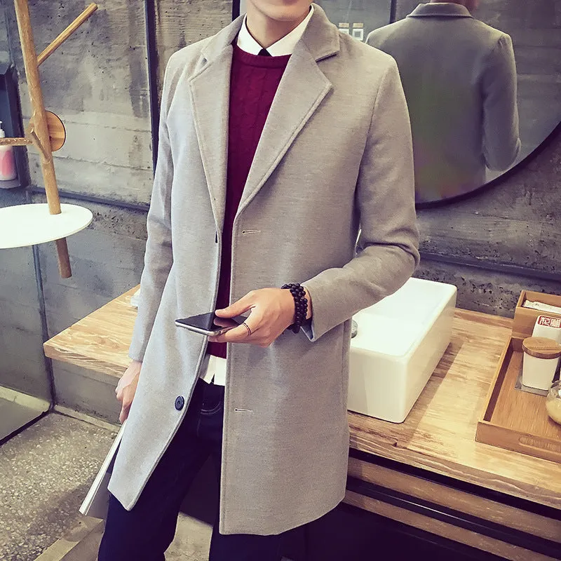 Single-breasted mid-length trench coat