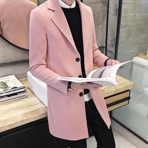 Single-breasted mid-length trench coat