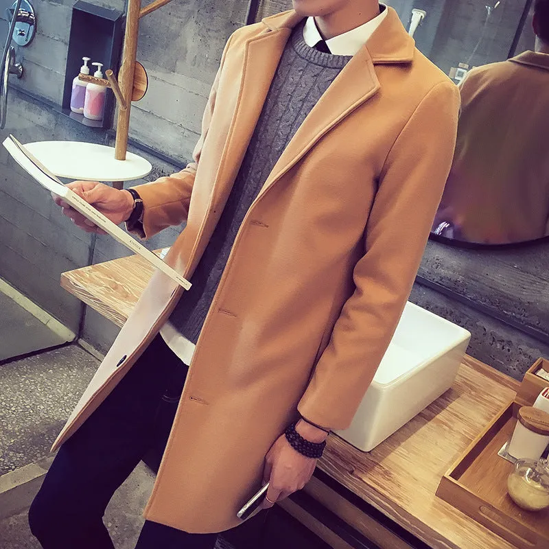 Single-breasted mid-length trench coat