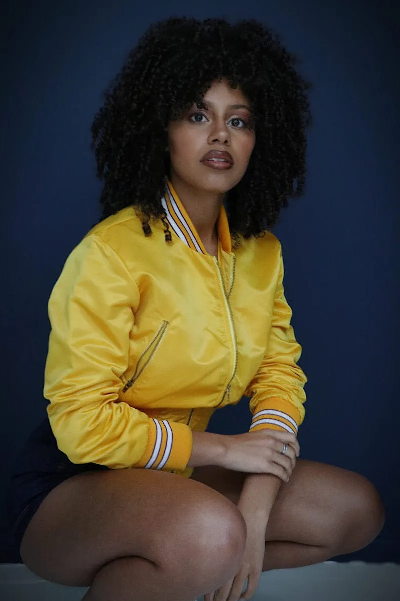 Soulful  Satin Bomber Jacket - Sunshine Yellow