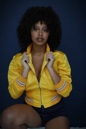 Soulful  Satin Bomber Jacket - Sunshine Yellow