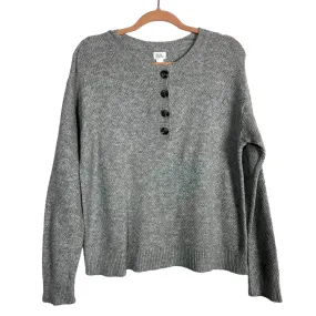 Stars Above Gray Space Dye Textured Knit Button Front Sweater- Size M