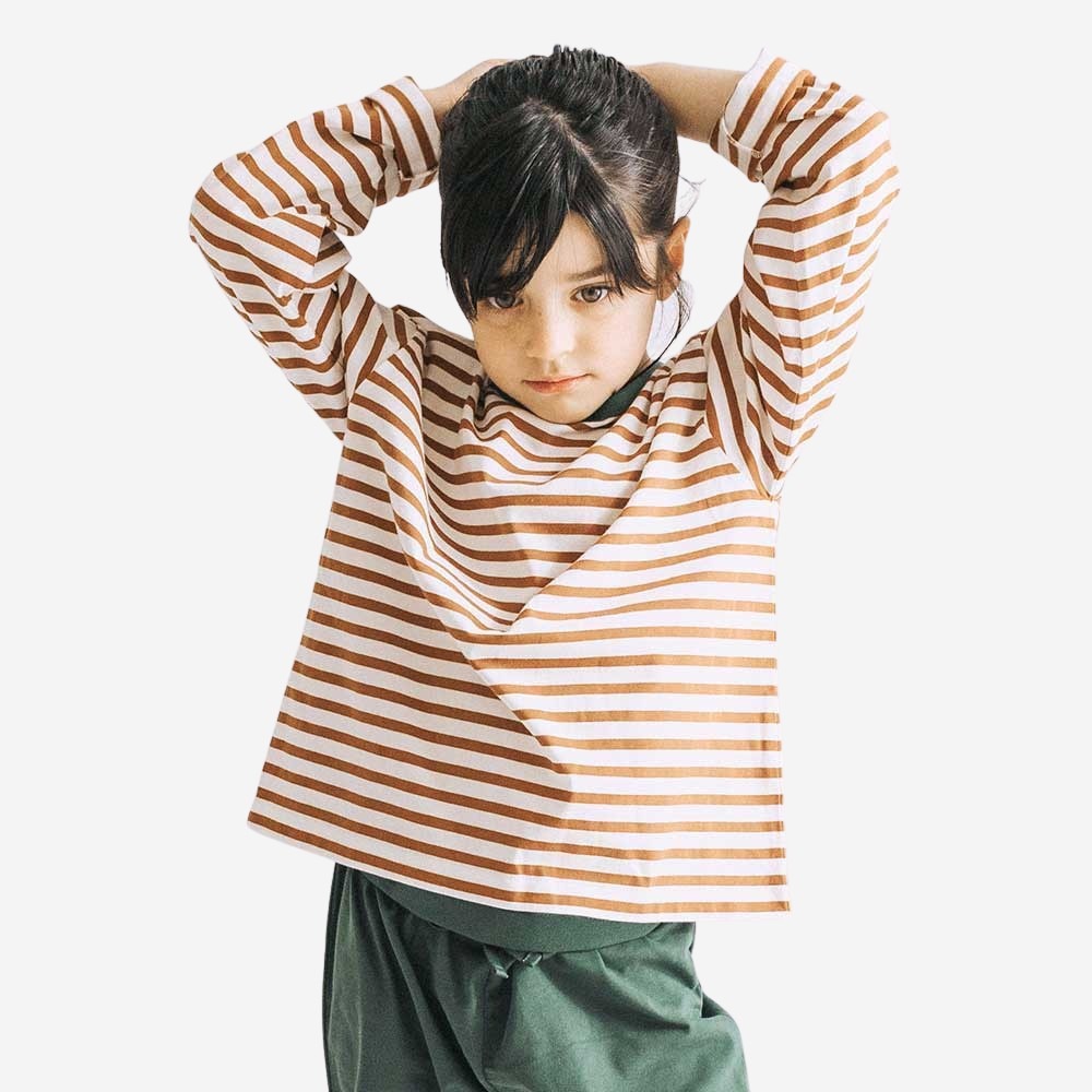 Striped Boxy Longsleeve I Caramel Cookie