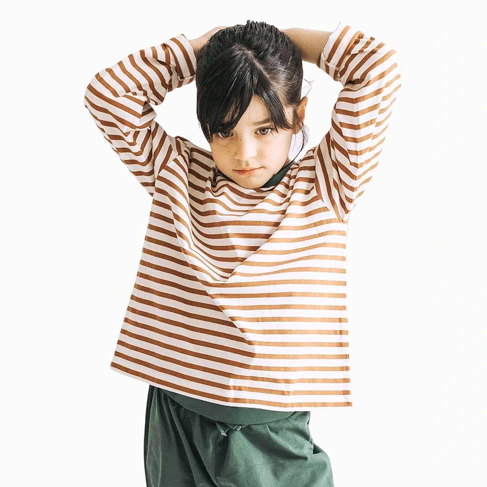 Striped Boxy Longsleeve I Caramel Cookie