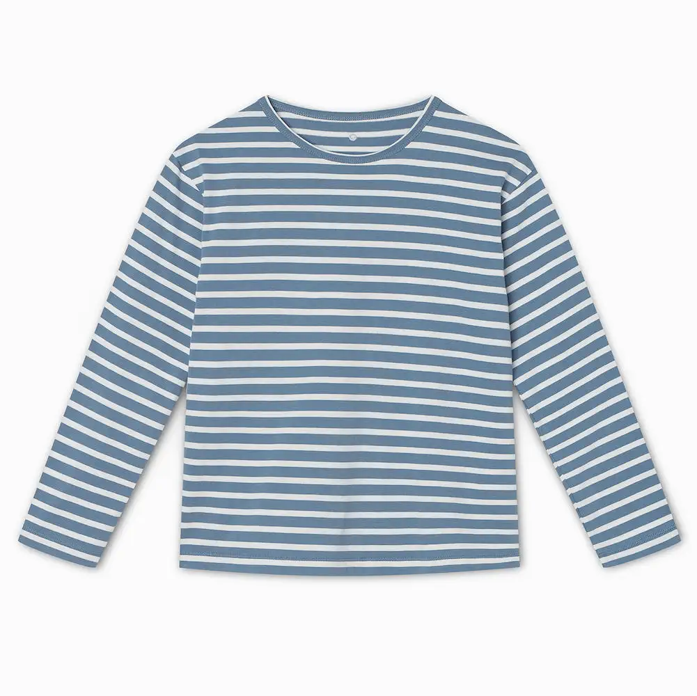 Striped Boxy Longsleeve I Pigeon Blue