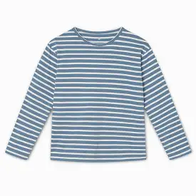 Striped Boxy Longsleeve I Pigeon Blue