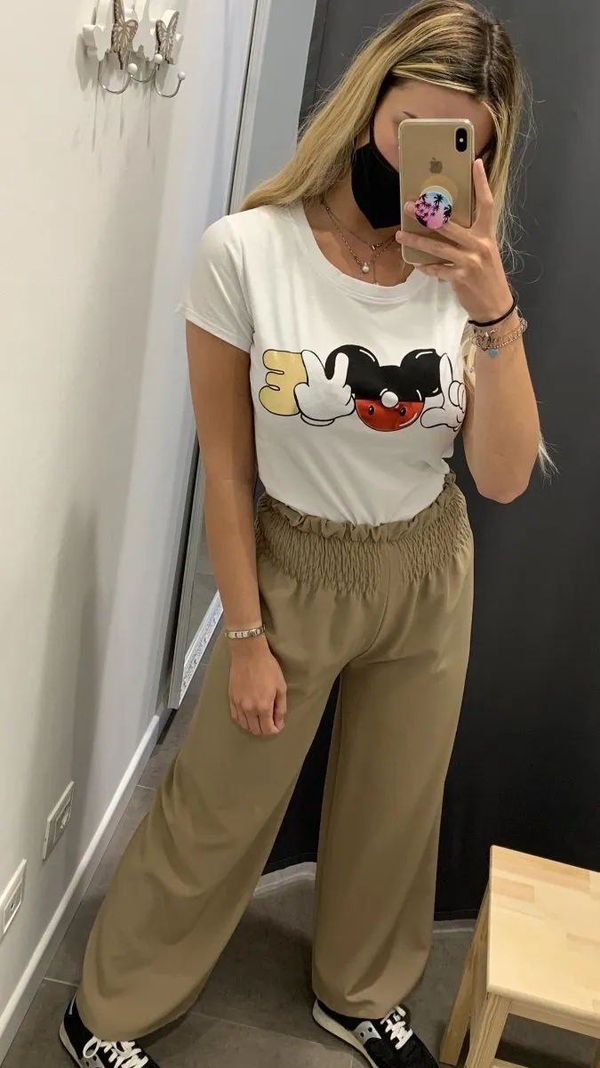 T-shirt con stampa oro “Mickey Mouse”