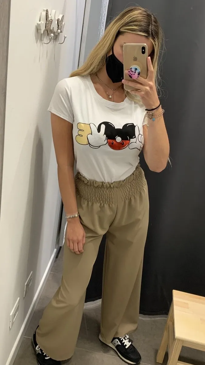 T-shirt con stampa oro “Mickey Mouse”