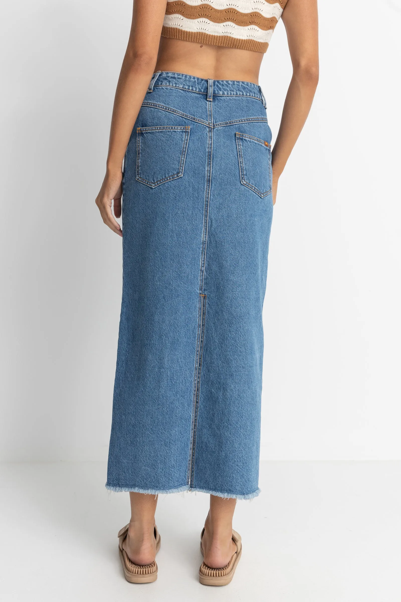 Taylor Denim Maxi Skirt Dark Blue