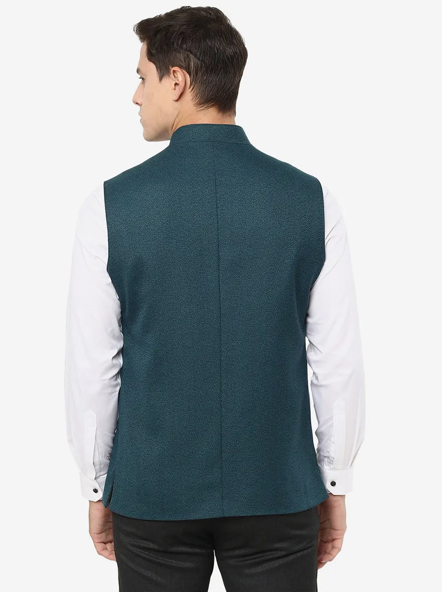 Teal Green Solid Regular Fit Modi Jacket | JadeBlue