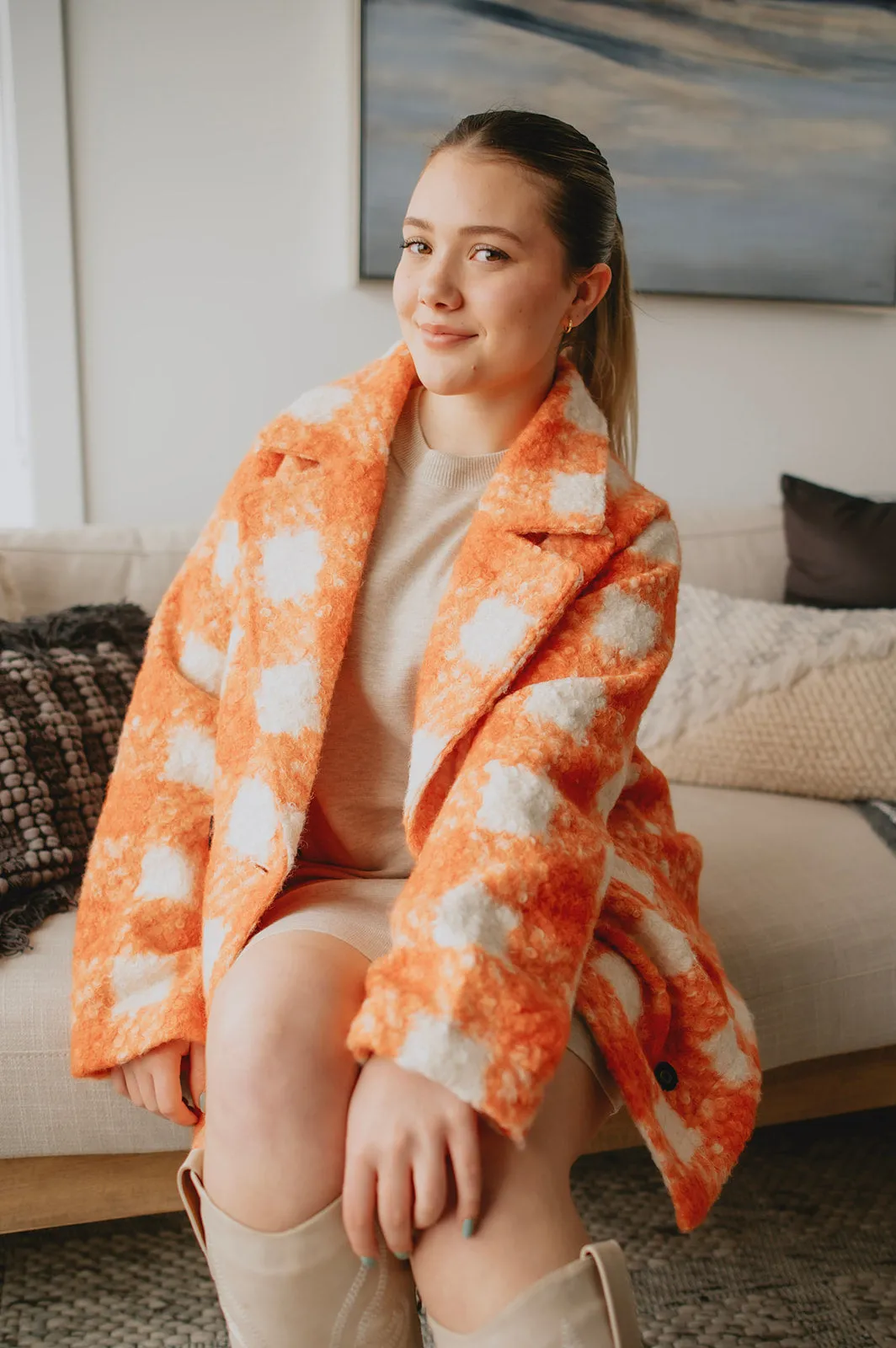 The Buffalo Check Boucle Jacket - Orange - PLUS