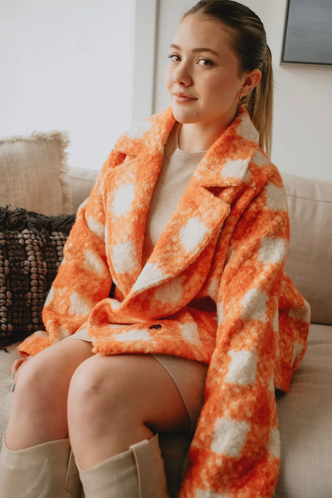 The Buffalo Check Boucle Jacket - Orange - PLUS