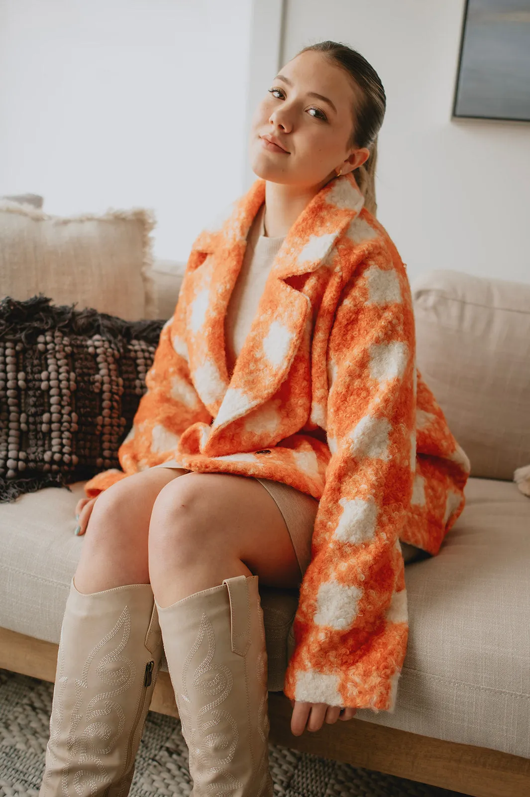 The Buffalo Check Boucle Jacket - Orange - PLUS