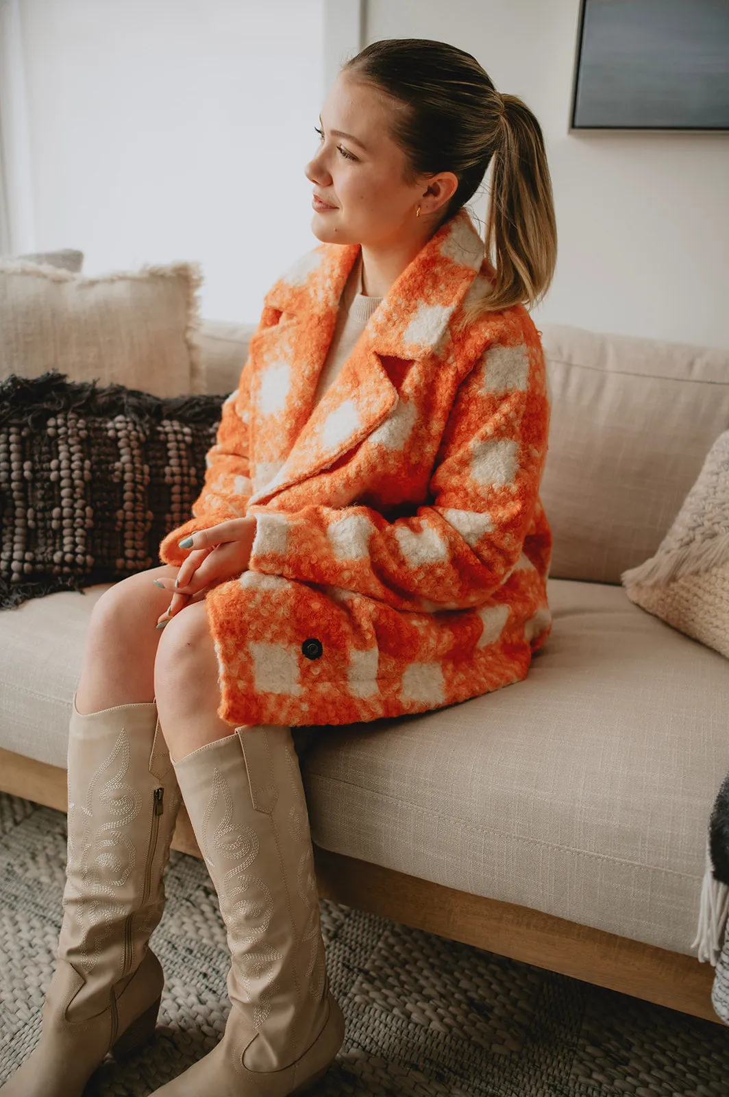 The Buffalo Check Boucle Jacket - Orange - PLUS