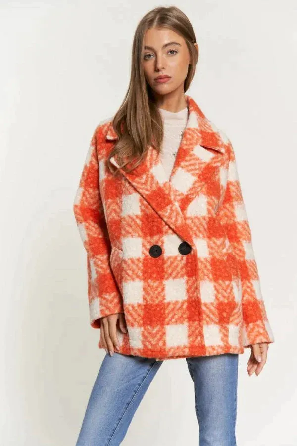 The Buffalo Check Boucle Jacket - Orange - PLUS