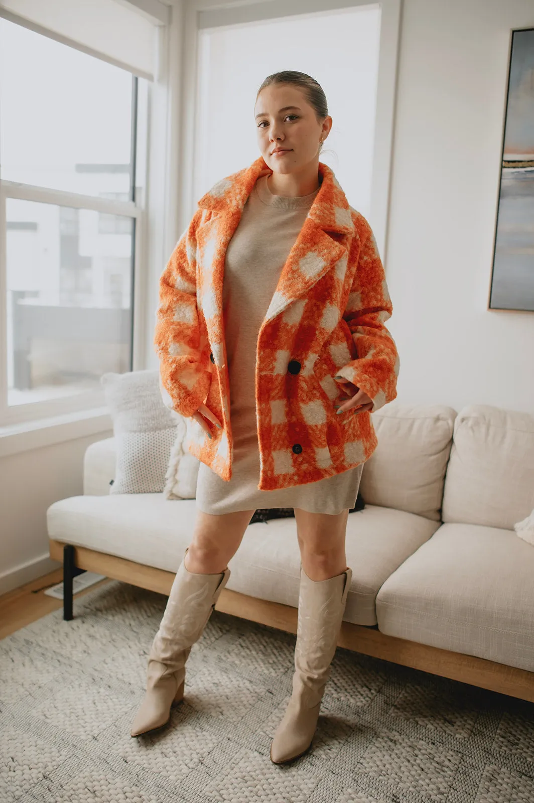 The Buffalo Check Boucle Jacket - Orange - PLUS