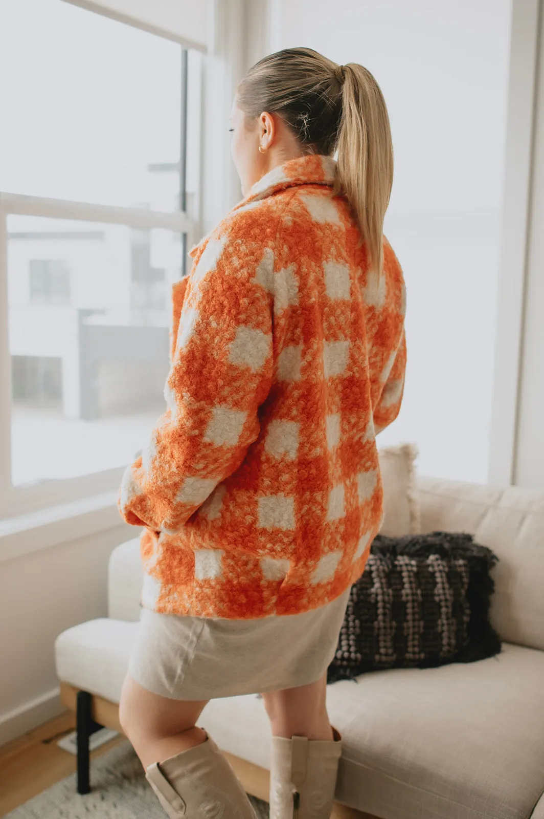 The Buffalo Check Boucle Jacket - Orange - PLUS