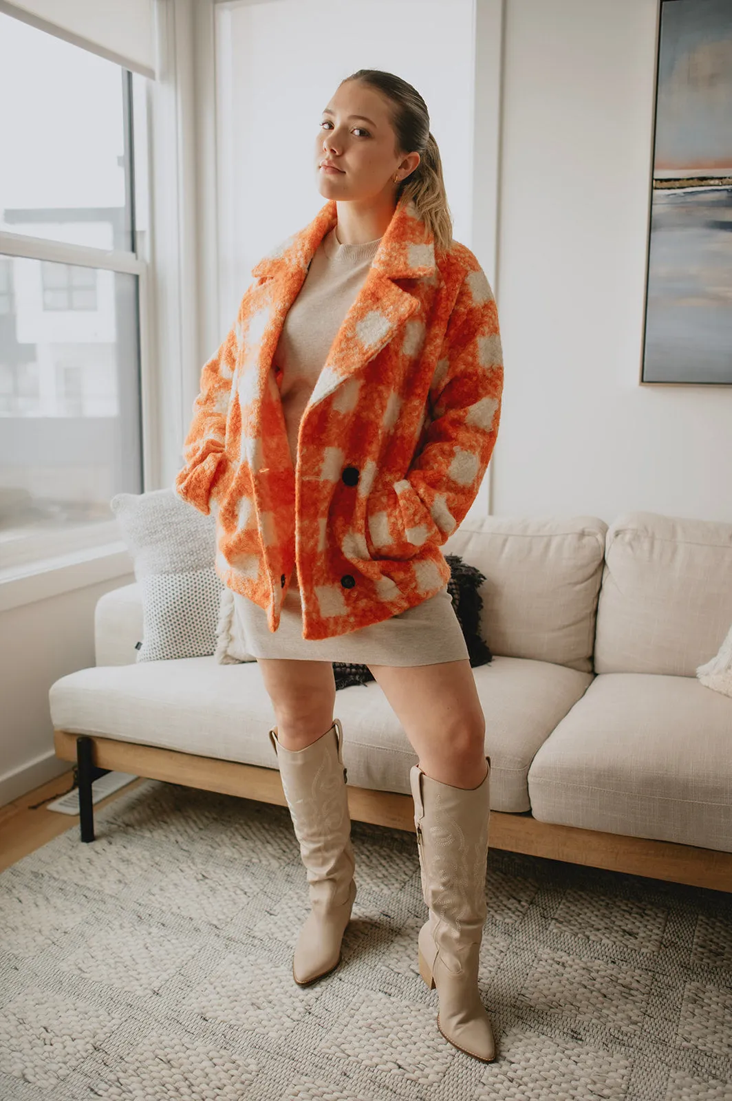 The Buffalo Check Boucle Jacket - Orange - PLUS