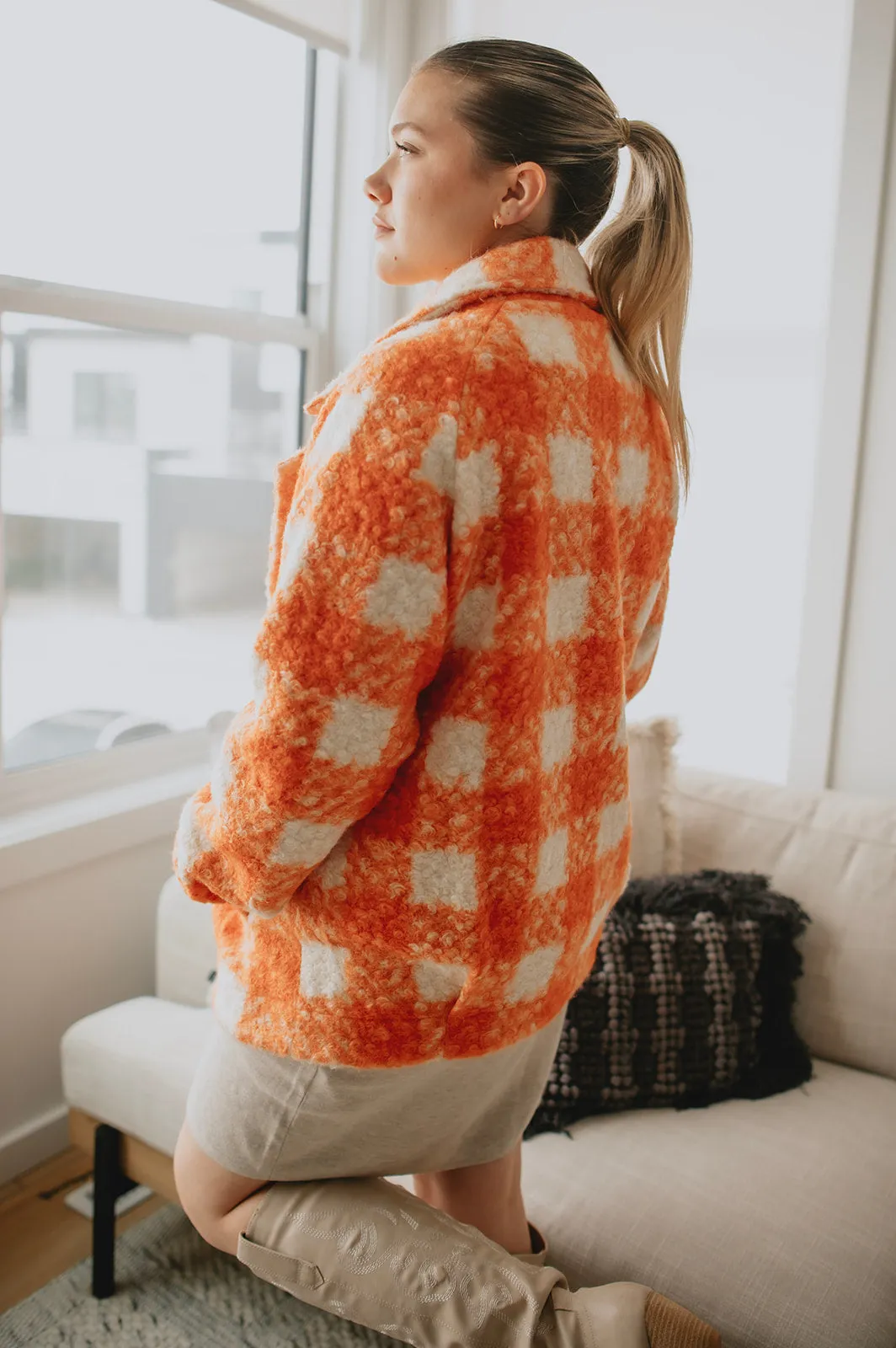 The Buffalo Check Boucle Jacket - Orange - PLUS