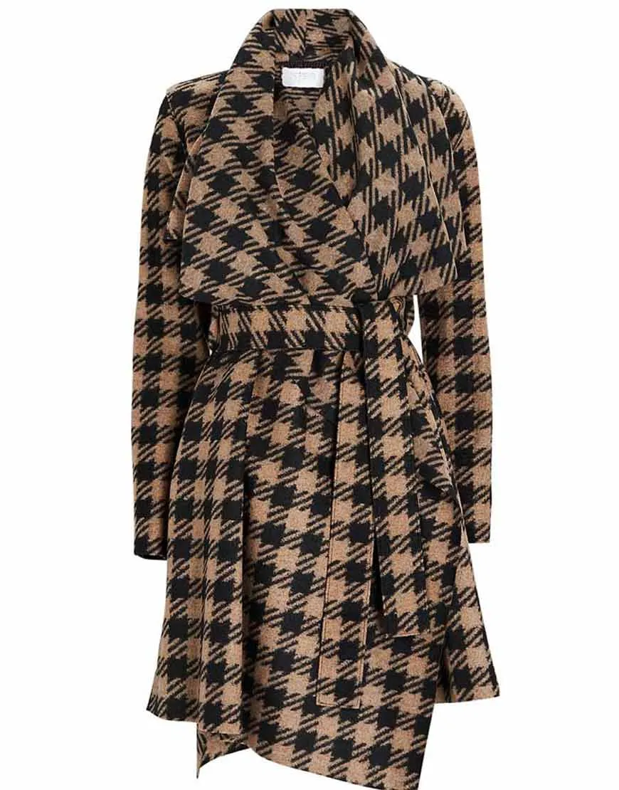 The Equalizer 2021 Liza Lapira Houndstooth Coat | Ujackets.com - 45%Off