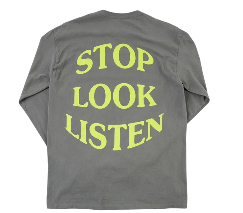 Travis Scott Stop Look Listen Longsleeve Grey Tee