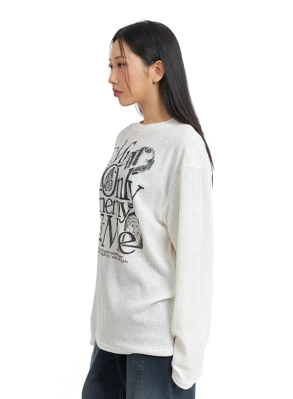 Unisex Graphic Lettering Long Sleeve CM418