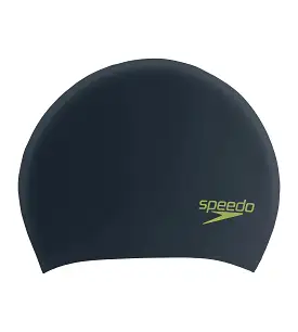 Unisex Junior Long Hair Swim Caps - Black & Green