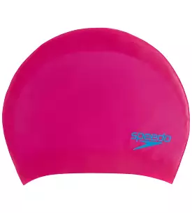 Unisex Junior Long Hair Swim Caps - Pink & Blue