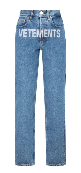 Vetements Logo Embellished Straight Leg Jeans