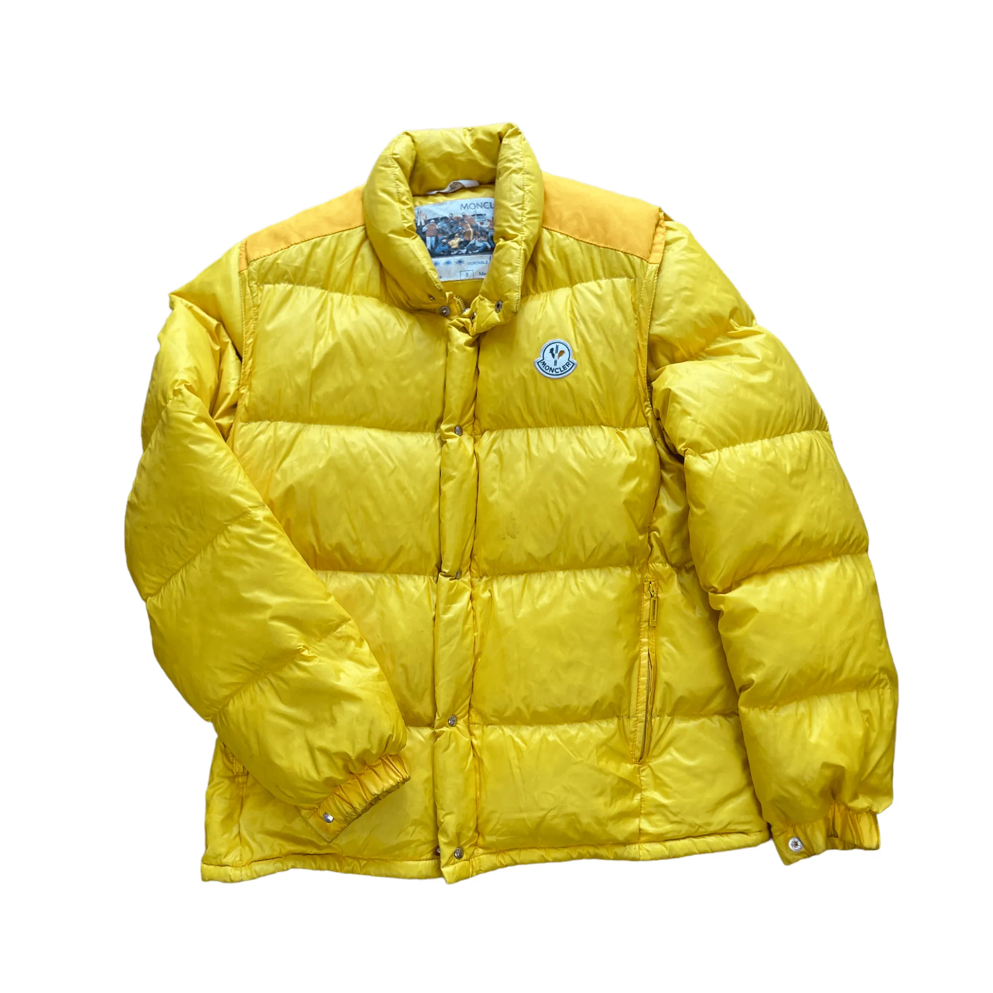 Vintage 90s Yellow Moncler Grenoble Puffer Coat - Medium