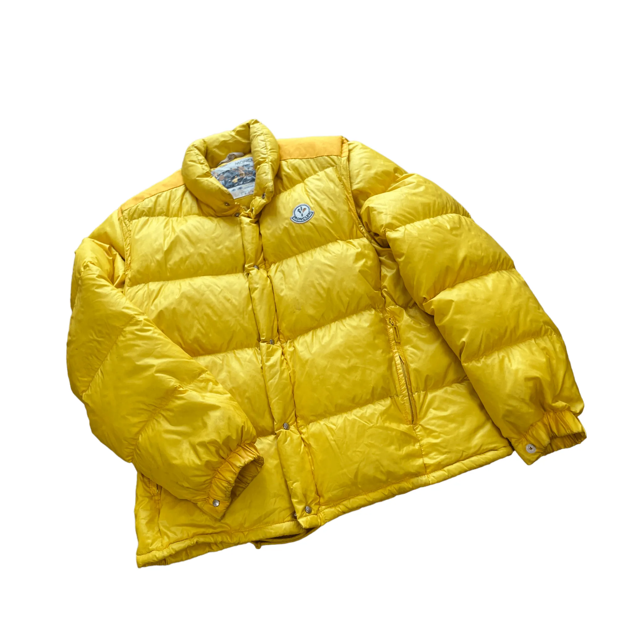 Vintage 90s Yellow Moncler Grenoble Puffer Coat - Medium