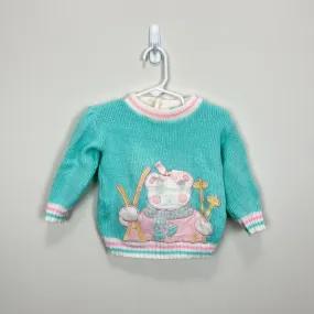 Vintage Doe Spun Aqua Green Ski Sweater 12 Months