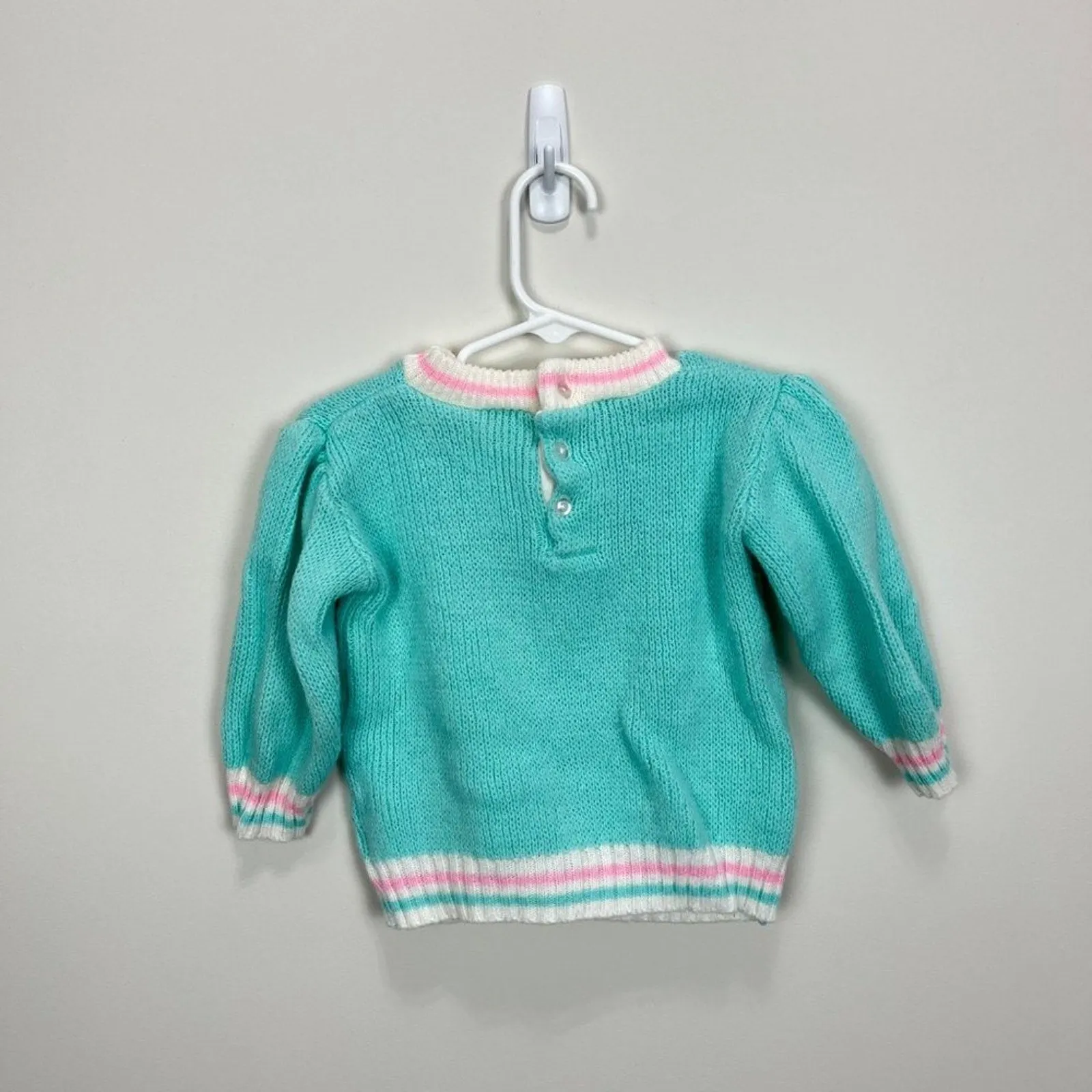 Vintage Doe Spun Aqua Green Ski Sweater 12 Months