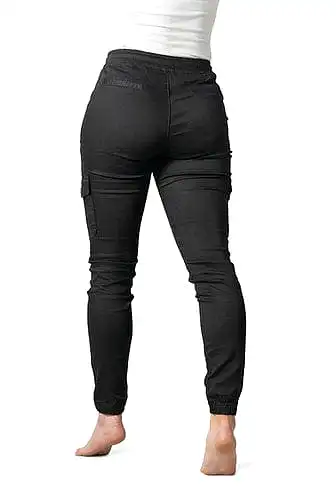 Wakee Denim Ladies Cargo Jogger - Black 10109