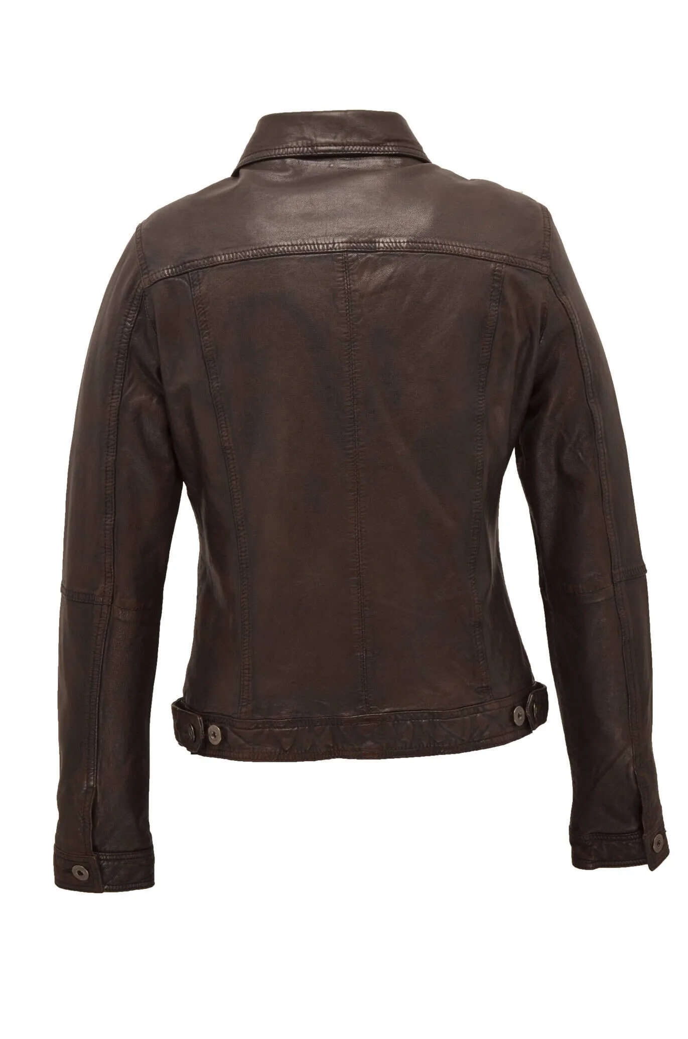 Women's distressed brown leather jacket valenta jeans style