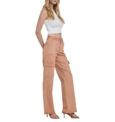 Women's Flying Monkey Utility Cargo Vintage Relaxed Fit Wide Leg Jeans