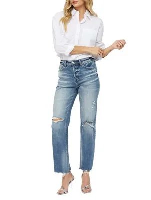 Women's Mica Denim Button Fly Original Straight Jeans