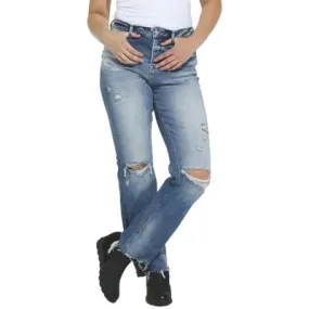 Women's Mica Denim Button Fly Original Straight Jeans