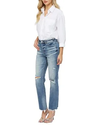 Women's Mica Denim Button Fly Original Straight Jeans